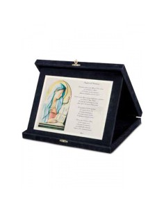 Targa con Scatola in Velluto con Virgo Fidelis e Preghiera
