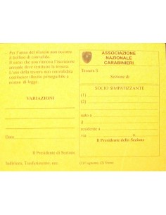 Cartoncino Tessera SOCIO SIMPATIZZANTE