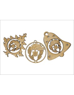 SET 3 PEZZI DECORAZIONI NATALIZIE IN LEGNO